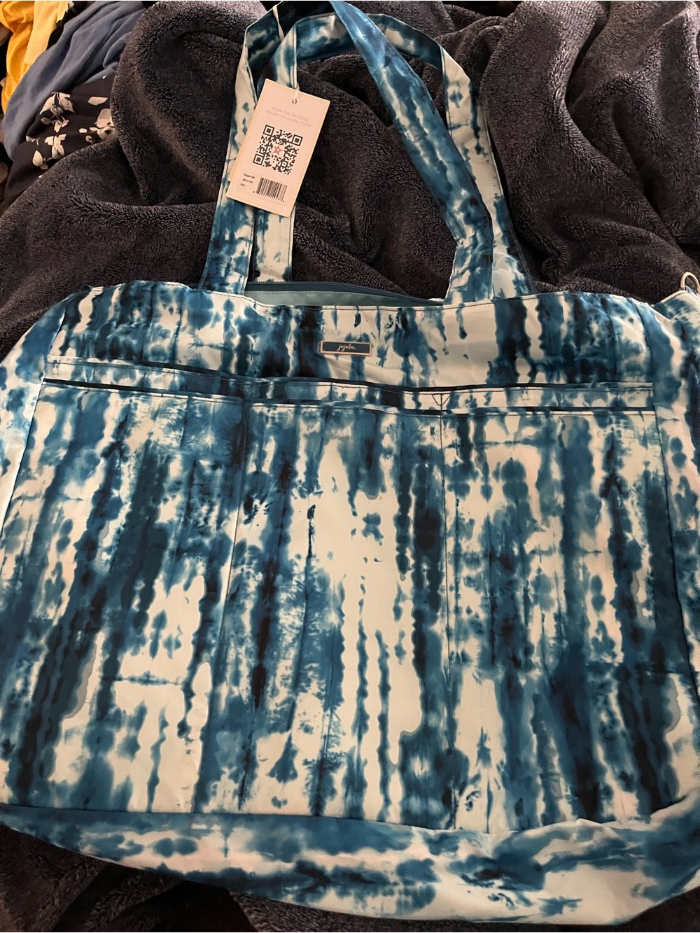 Ju-Ju-Be Teal and White Tie-Dye Kids Tote